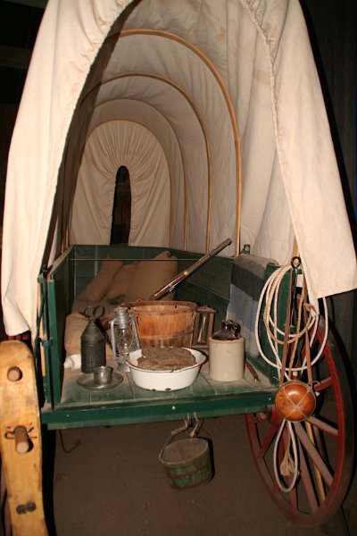 Trip (42).JPG - A typical conestoga wagon where we stopped for lunch and were regaled with stories of the old west at the National Oregon/California Trail Center